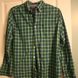 American Eagle Outfitters Men's Casual Buttondown, Size L, Blue/Green Plaid